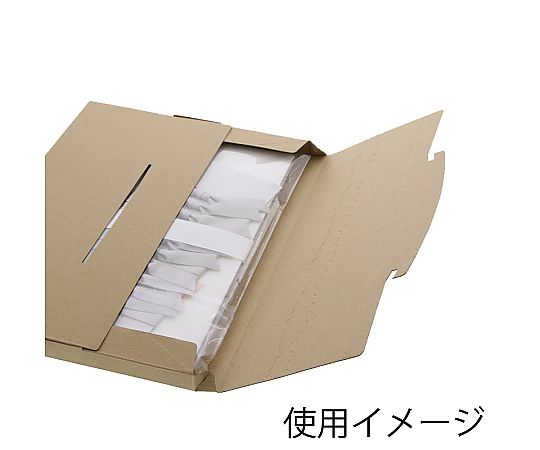 ダンボール　ラクポスBOX　330-20　10枚 整然と並べられたダンボール箱の側面が見える状態