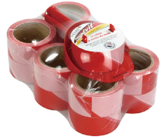 ホルダー付き表示テープ　SPEED　TAPE®用　替えテープ　レッド/ホワイト　50mm×100m　12巻セット画像