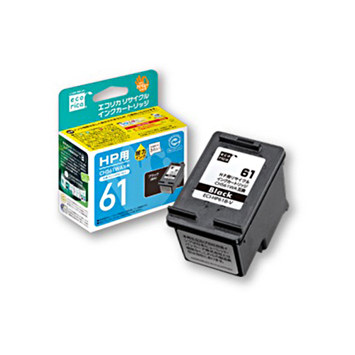 ﾘｻｲｸﾙｲﾝｸｶｰﾄﾘｯｼﾞ ﾌﾞﾗｯｸ(顔料) [HP:CH561WA互換] ECI-HP61B-V 1個画像