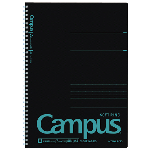 ｷｬﾝﾊﾟｽ ｿﾌﾄﾘﾝｸﾞﾉｰﾄ(ﾄﾞｯﾄ入り罫線)ﾌﾞﾗｯｸｶﾗｰ A4 A罫 40枚 ﾌﾞﾙｰ 1冊画像