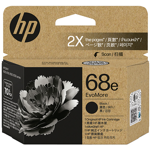 HP68e EvoMore ｲﾝｸｶｰﾄﾘｯｼﾞ 黒 7FP22TA 1個画像