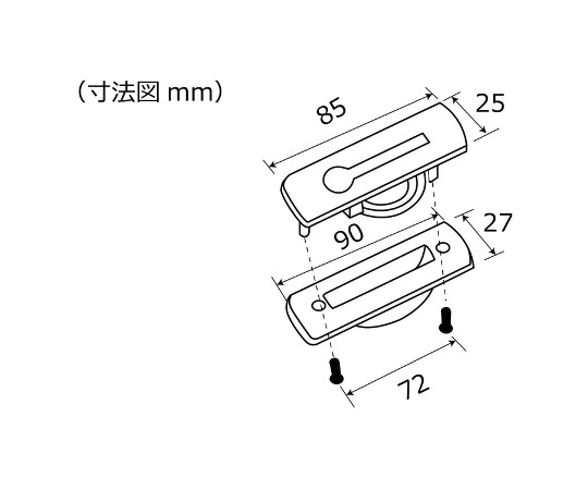 ダイカスト半回転取手　タキロンタイプ　ブロンズ シンプルなデザインの取手が、ブロンズの色合いで質感を際立たせている。