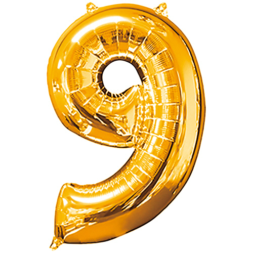 ﾚﾀｰﾊﾞﾙｰﾝ 数字 ｢9｣ ｺﾞｰﾙﾄﾞ 1個画像