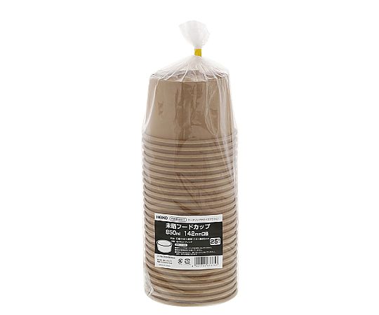 食品容器 未晒フードカップ 中型 850ml 142口径 25個入 透明な容器に収められたカップの側面と容量表示が明確に見える状態