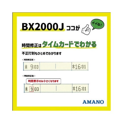 電子タイムレコーダー BX2000J スクリーンに時間表示がある正面からの視覚的状態