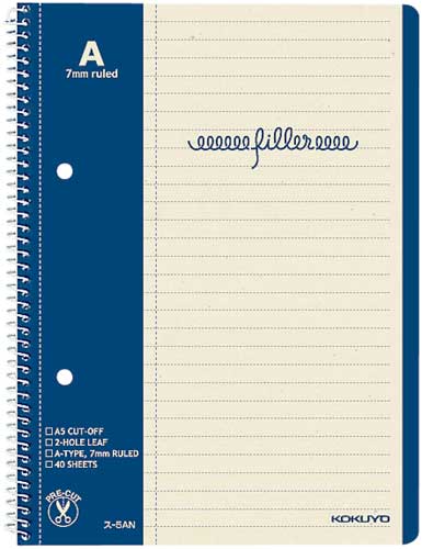 フィラーノート　Ａ５　Ａ罫マージン罫入４０枚１０冊画像