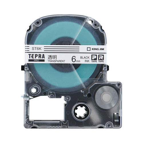 テプラ　ＰＲＯテープ　エコ　透明６ｍｍ　黒文字×５