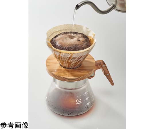 V60透過ドリッパーオリーブウッド 木目の美しいオリーブ材で作られたドリッパーの斜め上からの視点