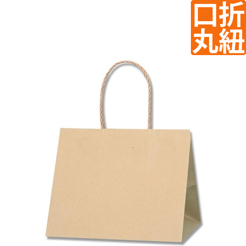 手提げ紙袋（茶・口折丸紐・幅250×マチ190×高さ210mm）画像