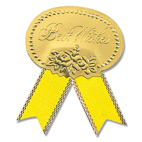 リボン付きシール Ｍ ベストウイッシュ 黄 ５４片画像