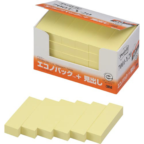 ポストイット　再生紙見出し　５０×１５　黄６０冊画像
