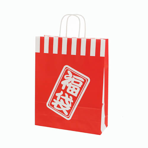 手提げ紙袋（福袋　紅白・丸紐・幅320×マチ115×高さ410mm）画像