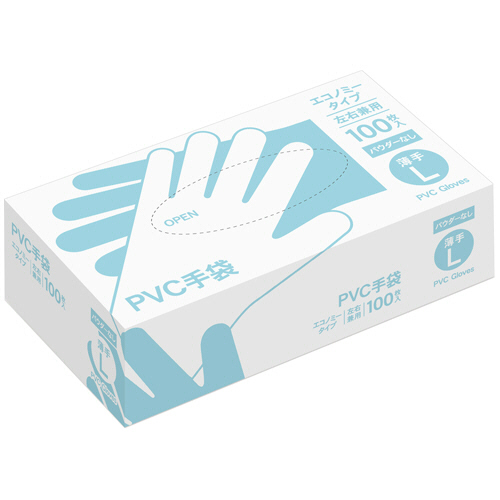PVC手袋 ｴｺﾉﾐｰﾀｲﾌﾟ ﾊﾟｳﾀﾞｰなし L 1箱(100枚)画像