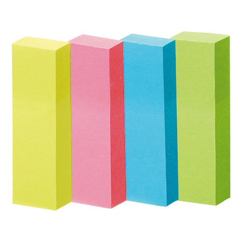 強粘着ふせん 50×15mm ﾋﾞﾋﾞｯﾄﾞｶﾗｰ･4色 1ｾｯﾄ(60冊:20冊×3ﾊﾟｯｸ)画像