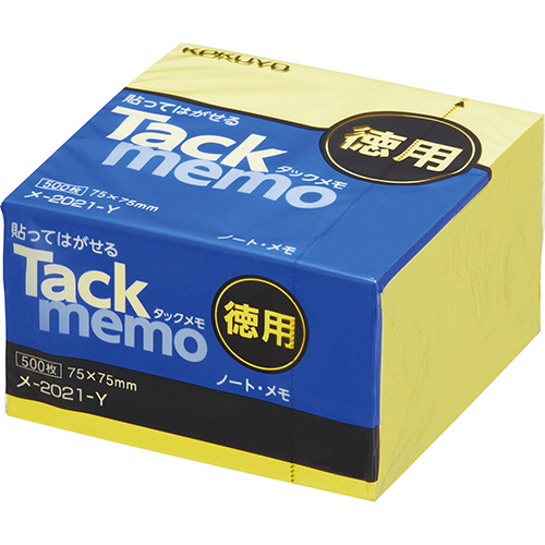 ﾀｯｸﾒﾓ(お徳用･ﾉｰﾄﾀｲﾌﾟ) 正方形 75×75mm 黄 500枚 1冊画像
