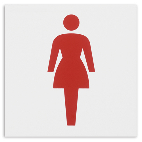 ｱｸﾘﾙﾏｯﾄ板ｻｲﾝ 女ﾏｰｸ ﾃｰﾌﾟ付 ﾀﾃ100×ﾖｺ100×厚み2mm 白 1枚画像