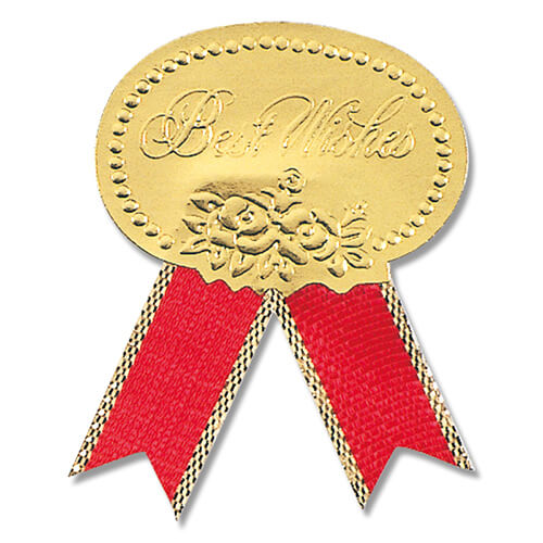 リボン付きシール Ｍ ベストウイッシュ 赤 ５４片画像