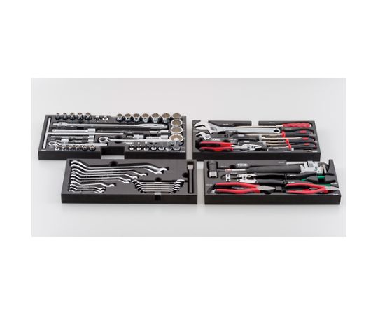 整備用工具セット ツールセット（ブラック仕様） 間口508×奥行232×高さ302mm 整然と配置された黒い工具が収められた箱の正面