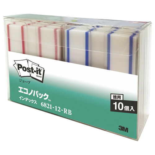 ﾎﾟｽﾄ･ｲｯﾄ ｼﾞｮｰﾌﾞｴｺﾉﾊﾟｯｸ ｲﾝﾃﾞｯｸｽ44×50mmﾚｯﾄﾞ･ﾌﾞﾙｰ1ﾊﾟｯｸ(10冊:各色5冊)画像