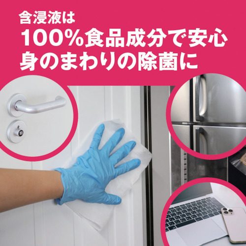サラヤ アルコール除菌ワイパー ６０枚入り 中央に白い開閉式フタが付いた横置きの単体パッケージで、青緑のラインと日本語表記が見える状態