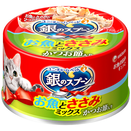 銀のｽﾌﾟｰﾝ缶 お魚とささみﾐｯｸｽ かつお節入り 70g 1ｾｯﾄ(6個)画像