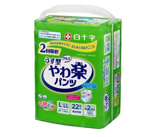 サルバ やわ楽パンツ うす型 男女共用 L-LLサイズ 2回吸収 22枚入