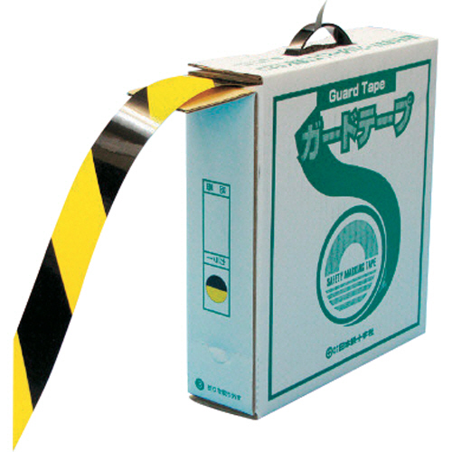 緑十字 GTH-501TR 再剥離ﾀｲﾌﾟ 50mm幅×100m 黄･黒色 1巻画像