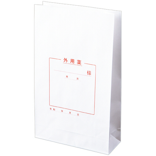手書き薬袋 外用薬袋 角底M 赤刷り 1箱(500枚)