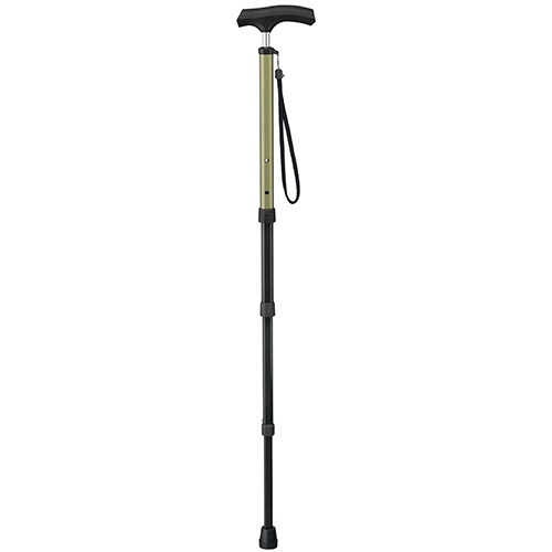 愛杖　ポケットステッキ　約75-91cm(4段階調節)　グリップ:ブラック　シャフト:オリーブ　1本画像