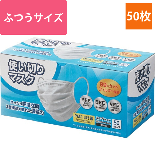 使い切りマスク　ふつう　1箱(50枚)画像