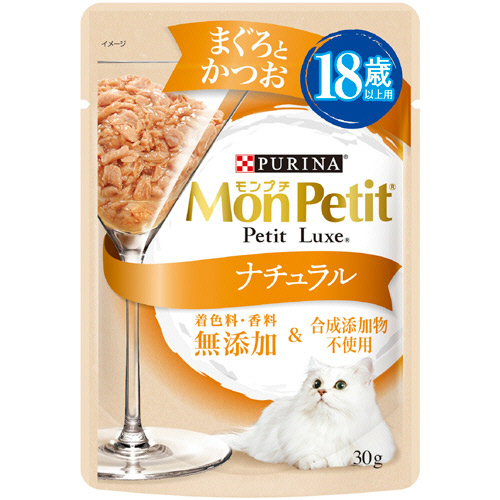 ﾓﾝﾌﾟﾁ ﾌﾟﾁﾘｭｸｽﾊﾟｳﾁ ﾅﾁｭﾗﾙ まぐろとかつお 18歳以上用 30g 1ｾｯﾄ(12ﾊﾟｯｸ)画像