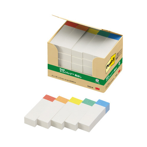 ポストイット　再生紙見出し５０×１５色帯５色２５冊画像