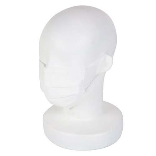 使い捨てマスク サージカルプリーツマスク 普通 白 ユニ・チャーム [ケース販売] 正面から見たパッケージ、複数のマスクが並んでいる状態