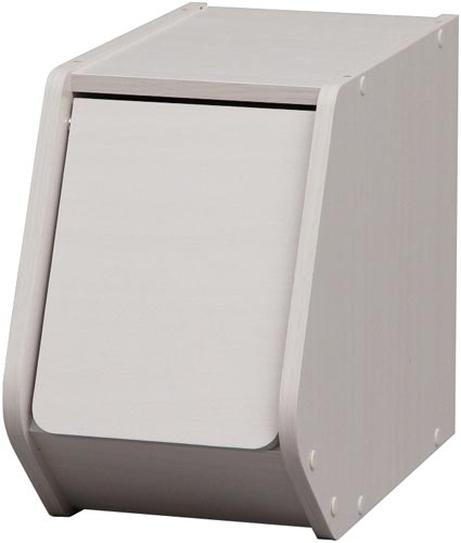 スタックボックス　扉付き　幅２０ｃｍ　ホワイト画像