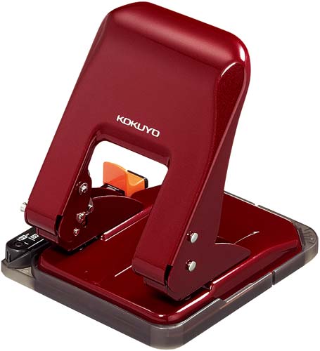 ２穴パンチ　ラクアケ　３７枚穿孔　レッド　３個画像