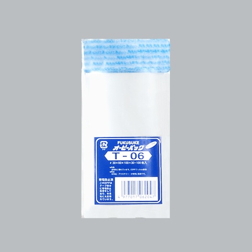 福助工業 テープ有 OPP袋 オーピーパック テープ付 T-06 100枚入画像