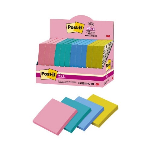 強粘着マルチカラー３　７５×７５　４色　１２冊画像