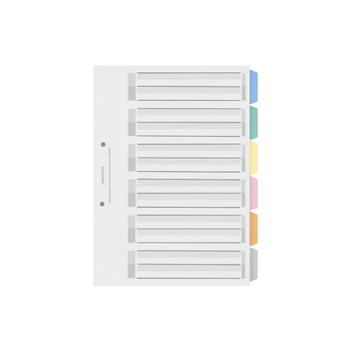 カラー仕切カードＰＰ　Ａ４縦　６山　１組