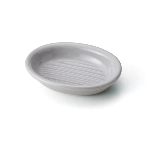 猫用　食器　ボウル　シングルセット　AppeTIT　アペティ　CAT　OVAL　200ml　ネコ　オーバル　食器台 光沢のある陶器製のオーバル型ボウルが斜めから見える状態