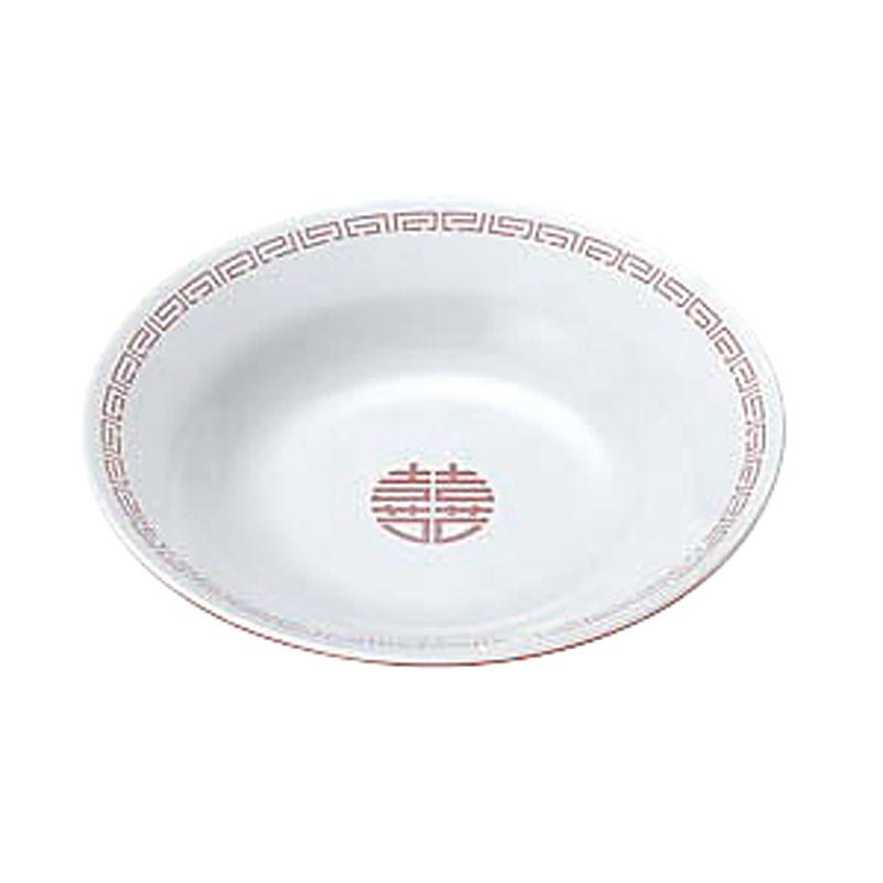 メラミン食器 瑞祥 CA-19 新形冷麺皿 白/赤 エンテック画像
