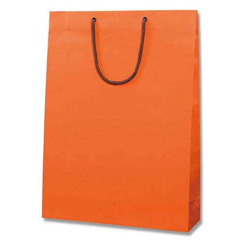 手提げ紙袋（オレンジ マット・ポリエステル紐・幅330×マチ100×高さ450mm）画像