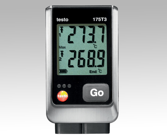 温度データロガー testo 175 T3 (本体) 本体の液晶画面が正面に見え、側面に接続端子がある状態