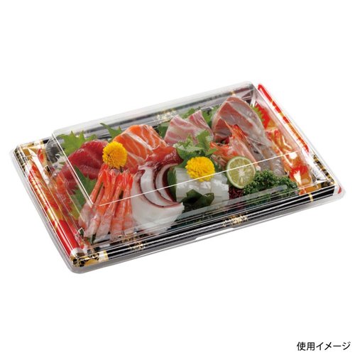 刺身容器 Sステージ30-20 本体 流華赤 エフピコ 鮮やかな赤色の容器が正面から見える状態