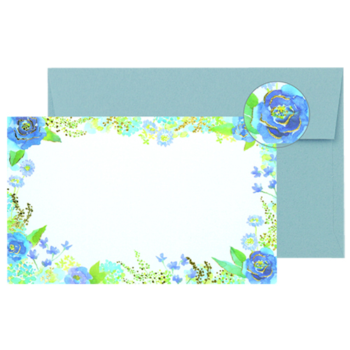 ミニカード グリタリングフラワーブルー（カード、封筒各5枚入）画像