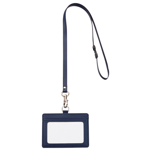 合皮製ﾈｰﾑｶｰﾄﾞﾎﾙﾀﾞｰ ﾖｺ型 ｽﾄﾗｯﾌﾟ付 ﾌﾞﾙｰ 1個画像