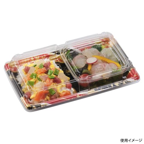 冷麺容器 SBセット26-15-1A 流華赤 エフピコ 深みのある赤色の容器が並んでいる様子
