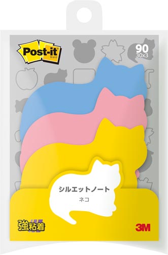 ポストイット　シルエットノート　強粘着　ネコ画像