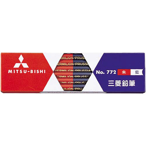 ６角朱藍鉛筆　７７２　１２本入