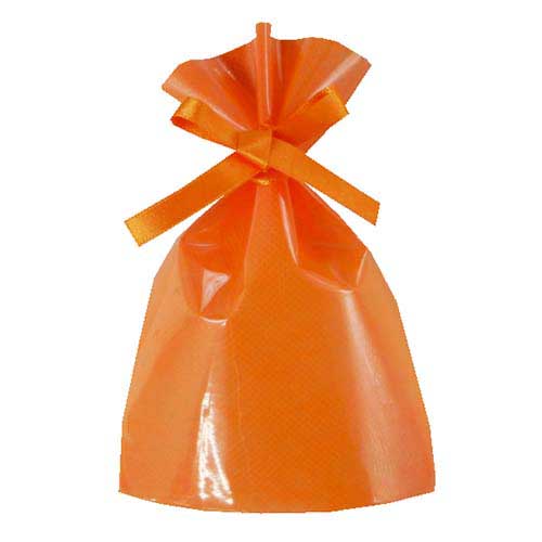 ソフトバッグクリア 2穴リボン巾着 S1 オレンジ画像