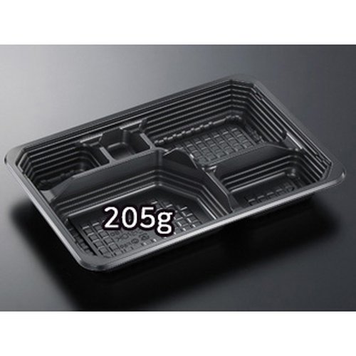 弁当容器 HSA 街弁 K27-19C BK 身 中央化学 黒い弁当容器が斜めから見える状態
